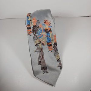 Vintage Jean Claude Vidal Men's Necktie Gray 30s Parisian Ladies Fashion Motif